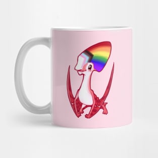 LGBTQ Pride Queer Cute Chibi Pterosaur Dinosaur cartoon drawing Mug